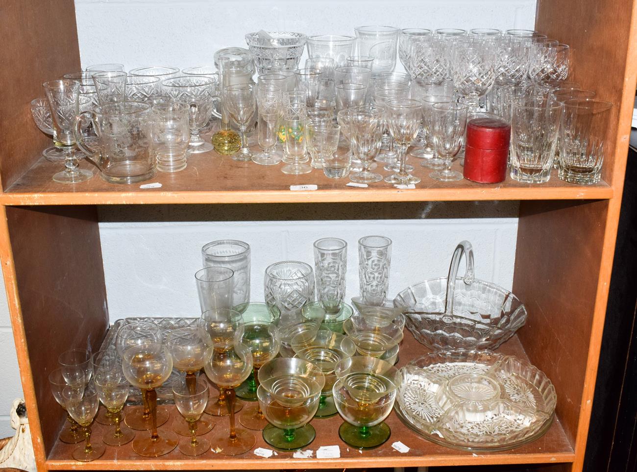 Lot 36 - A quantity of various 20th century glass including a set of seventeen wine and other drinking...