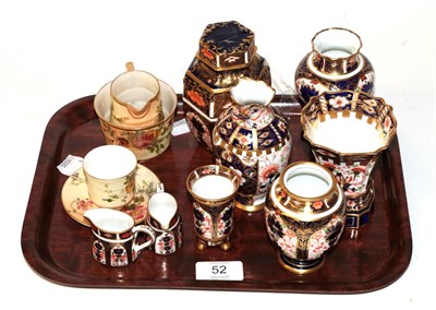 Lot 52 - Six Royal Crown Derby Imari decorated vases, three miniatures and four Worcester blush ivory pieces