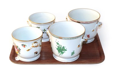Lot 72 - Two pairs of Herend china cache pots