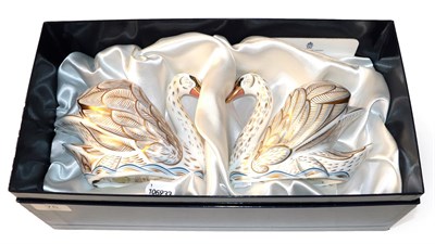 Lot 76 - Royal Crown Derby, The Royal Swans 'William' and 'Catherine', limited edition paperweights,...
