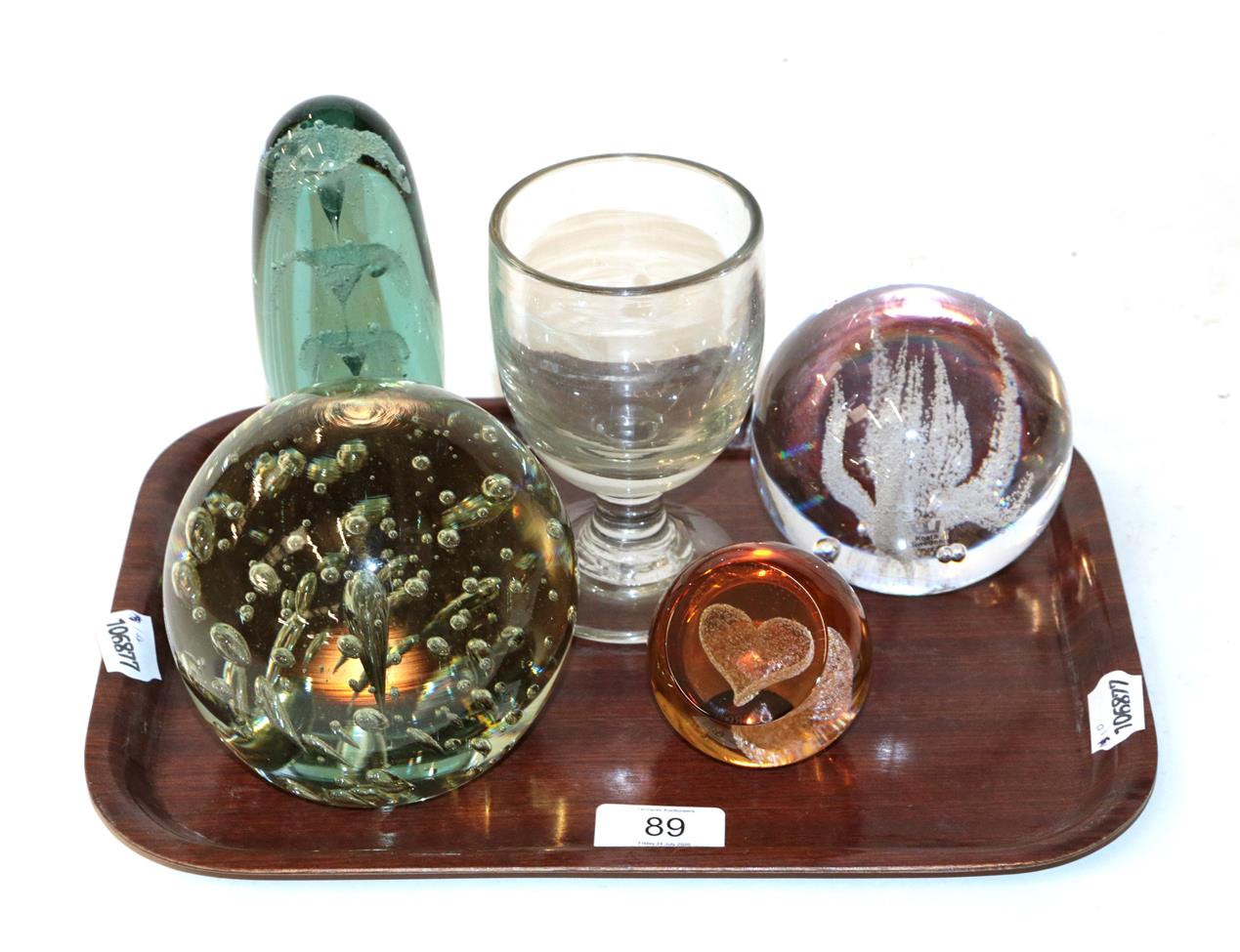 Lot 89 - A Victorian Sunderland glass dump, together with a Caithness Glass - Heart of Gold Glass...