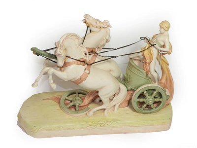 Lot 90 - Royal Dux figural group of a chariot and two horses