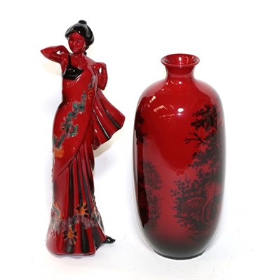 Lot 100 - A Royal Doulton flambé figure Eastern Grace, limited edition 573/2500 together with a Royal...