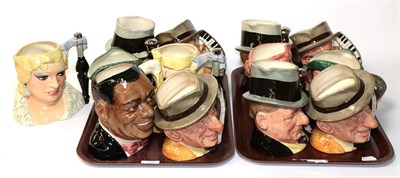 Lot 103 - Thirteen Royal Doulton character jugs from the Entertainers range, including Mae West and Louis...