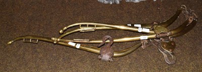 Lot 123 - Two pairs of decorative patent brass handles with brass hearts