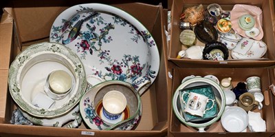 Lot 128 - A quantity of mixed ceramics including: Victorian wash basin, jug and pail, hen egg baskets,...