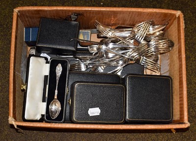Lot 179 - A collection of assorted silver, including: a four-piece cased dressing-table service, each...