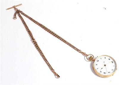 Lot 198 - A 9 carat gold open face pocket watch and a double Albert chain stamped '9C'