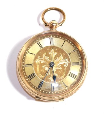 Lot 206 - A 14 carat gold fob watch and key