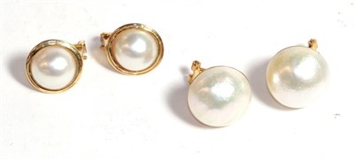 Lot 209 - Two pairs of cultured pearl earrings, with post and clip fittings