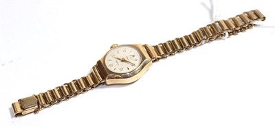 Lot 236 - A ladies' 9 carat gold wristwatch, attached watch bracelet with clasp, stamped '375'