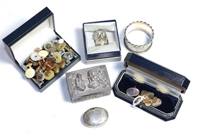 Lot 244 - A quantity of various dress studs, including a pair stamped 9ct, a cased silver pair of dress studs