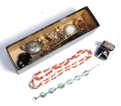 Lot 245 - A gem-set ring, stamped '10K', finger size L1/2; and a quantity of costume jewellery including...