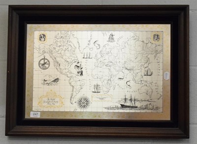 Lot 247 - An Elizabeth II parcel-gilt silver Royal Geographical Society world map, by John Pinches,...