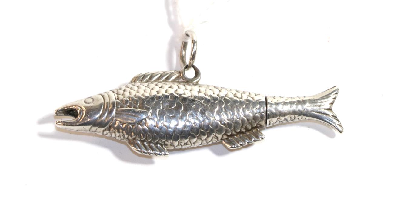 Lot 280 - A Victorian silver pencil, by Sampson Mordan and Co., Circa 1880, modelled as a salmon, with...
