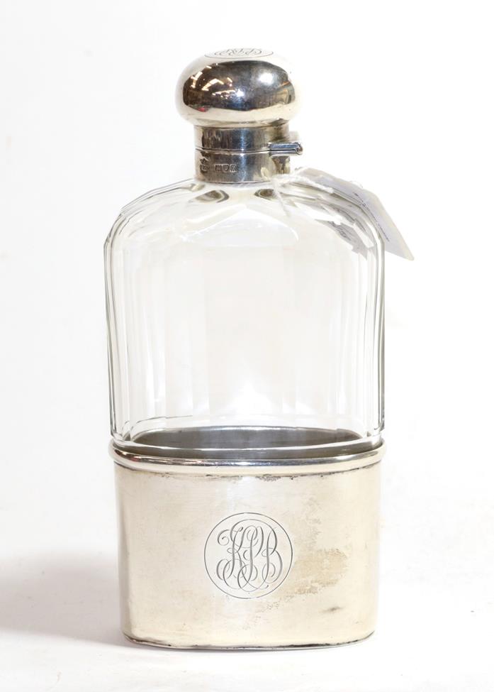 Lot 282 - A George V Silver-Mounted Cut-Glass Flask, by Samuel Summers and Ernest Drew, London, 1912, the...