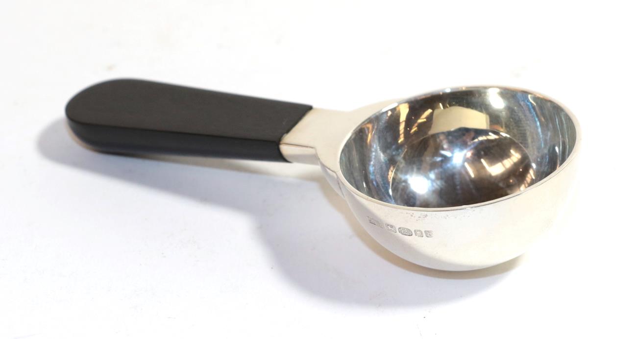 Lot 291 - An Elizabeth II silver ladle with a wooden handle, by Jeffrey Sofaer, London, 2001, the silver bowl