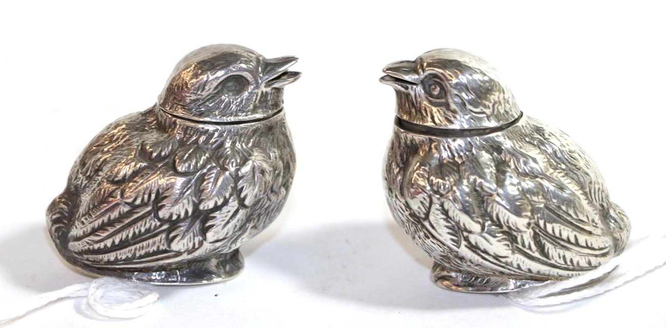 Lot 292 - A pair of Edward VII silver pounce-pots or Pepperettes, by Sampson Mordan and Co., Chester,...