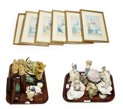 Lot 316 - Lladro, Nao and Royal Copenhagen models and figures, together with hard and soap stone...