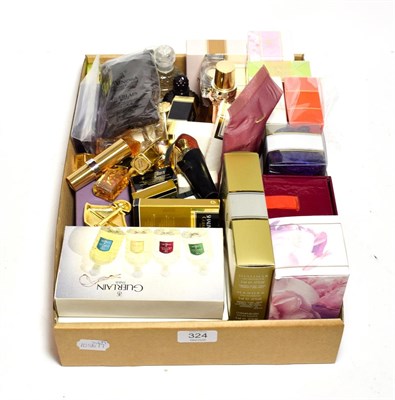 Lot 324 - Guerlain advertising board and quantity of Guerlain assorted dummy factices bottles, boxed...