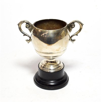 Lot 336 - A silver twin handled pedestal cup