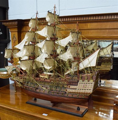 Lot 349 - A model Galleon, with title plaque 'Sovereign of the Seas 1637'