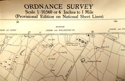 Lot 363 - A box of 1 inch ordinance survey maps and loose ordinance survey maps of Durham, Easington and...