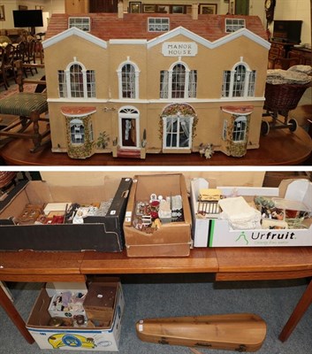 Lot 365 - A dolls house, bearing house name ''Manor House'' together with a quantity of mid-20th century...