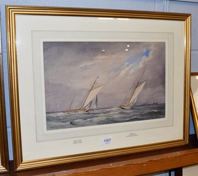 Lot 1007 - J H (19th/20th century) ''The Yachts Mayflower and Storm'', monogrammed, pencil and watercolour...