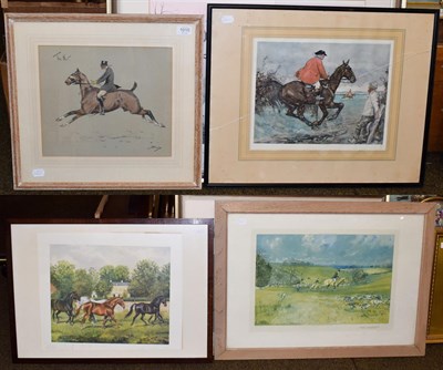 Lot 1010 - After Charles Johnson Payne (Snaffles) ''The Nut'' print, together with three further hunting...