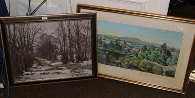 Lot 1037 - Angus Rands, Snowy woodland scene, together with a further snow covered landscape by the same hand