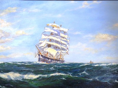 Lot 1052 - Attributed to Henry Scott (1911-2005), Clipper at sea,bears signature, oil on canvas, 39.5cm by...