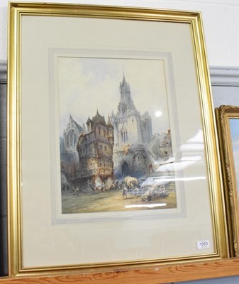 Lot 1053 - Nigel Stuart Crichton (1853-1913), ''Fecamp, Normandy'', signed, watercolour, 44.5cm by 32cm