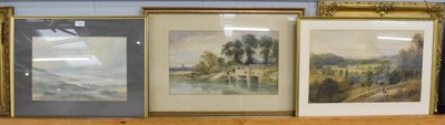 Lot 1061 - J Syers (19th century) ''Marlow on Thames'', signed and indistinctly dated watercolour;...