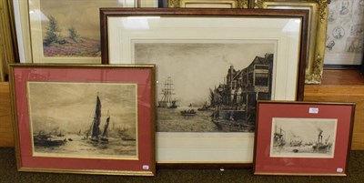 Lot 1074 - William Lionel Wyllie RA, RBA, RE, RI, NEAC (1851-1931) Port of London, Signed in pencil, black and