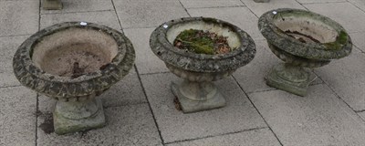 Lot 1102A - Three composition garden urns