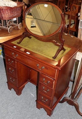 Lot 1194 - A small reproduction leather insert desk and a dressing table mirror