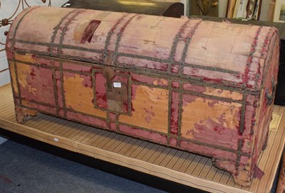 Lot 1197 - A dome topped slender trunk, possibly 17th century and possibly eastern with remains of red...