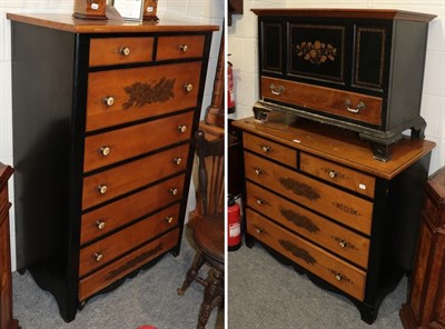 Lot 1207 - A seven height chest of drawers, together with a similar four height chest and a blanket box