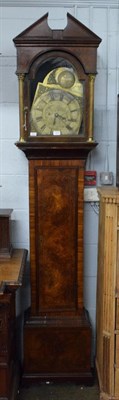 Lot 1225 - ~ A walnut veneered thirty hour longcase clock, arch brass dial bearing a later inscription Jno...