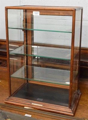 Lot 1227 - A table top shop display cabinet, bearing plaque T. Griffiths & co Stirchley & Dale end,...