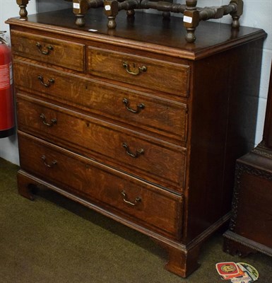 Lot 1232 - George III mahogany cross banded oak four height chest of drawers, 98cm by 111cm by 54cm