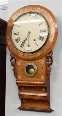 Lot 1233 - An inlaid drop dial striking wall clock, late 19th century