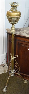 Lot 1242 - A Victorian brass telescopic oil lamp stand (a.f.)