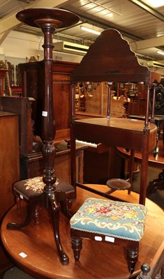 Lot 1245 - A late 19th/early 20th century mahogany torchere, with circular dish top and cabriole legs; a...