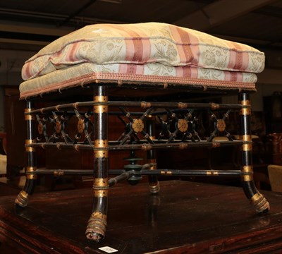 Lot 1263 - An Aesthetic Period parcel gilt ebonised faux bamboo footstool