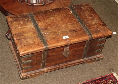 Lot 1266 - A brass bound wooden chest of small proportions, 30cm by 64cm by 35cm