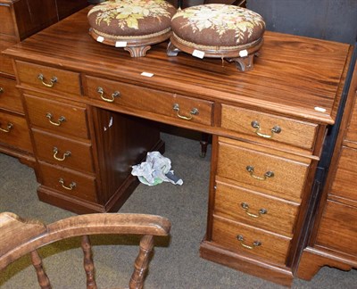 Lot 1290 - An 20th century mahogany knee hole desk, bearing stamp P. G. Pegg & Co, craftsman in wood, High...