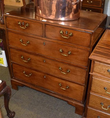 Lot 1292 - A George III mahogany straight-front chest, late 18th century, two short over three long...