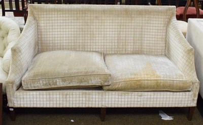 Lot 1303 - A modern checkered cream fabric sofa, 150cm wide